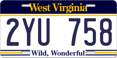 WV license plate 2YU758