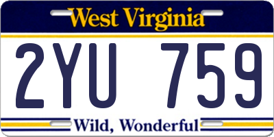 WV license plate 2YU759