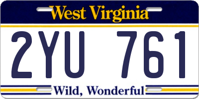 WV license plate 2YU761