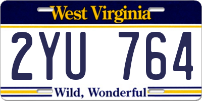 WV license plate 2YU764