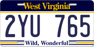 WV license plate 2YU765