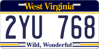 WV license plate 2YU768
