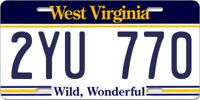 WV license plate 2YU770