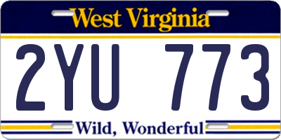 WV license plate 2YU773