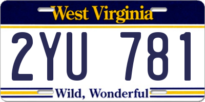 WV license plate 2YU781