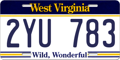 WV license plate 2YU783