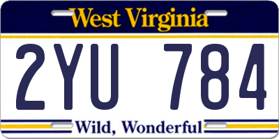 WV license plate 2YU784