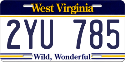 WV license plate 2YU785