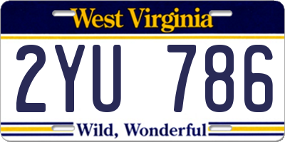 WV license plate 2YU786