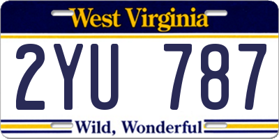 WV license plate 2YU787