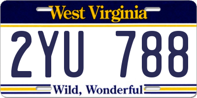 WV license plate 2YU788
