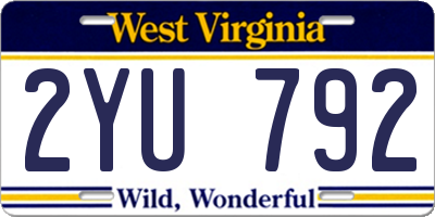 WV license plate 2YU792