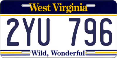WV license plate 2YU796