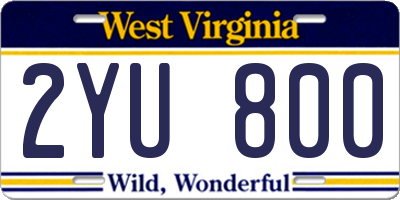 WV license plate 2YU800