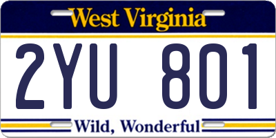 WV license plate 2YU801