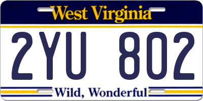 WV license plate 2YU802