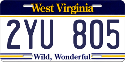 WV license plate 2YU805