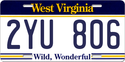 WV license plate 2YU806