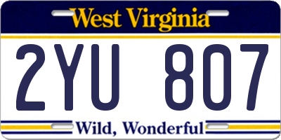 WV license plate 2YU807