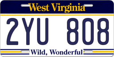 WV license plate 2YU808
