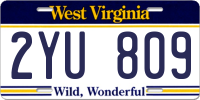 WV license plate 2YU809