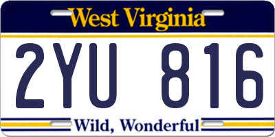 WV license plate 2YU816