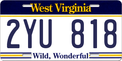 WV license plate 2YU818