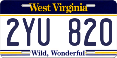 WV license plate 2YU820