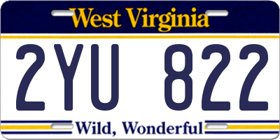 WV license plate 2YU822