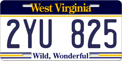 WV license plate 2YU825