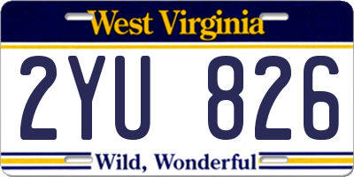 WV license plate 2YU826