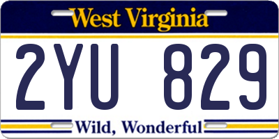 WV license plate 2YU829