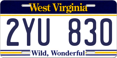 WV license plate 2YU830