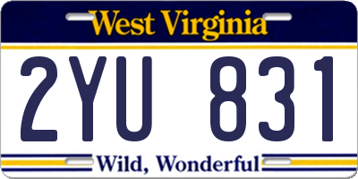 WV license plate 2YU831
