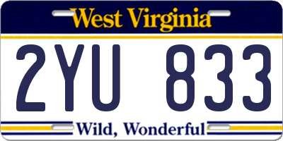 WV license plate 2YU833