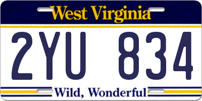 WV license plate 2YU834