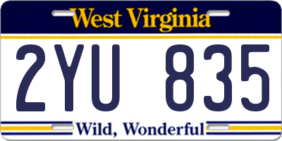 WV license plate 2YU835