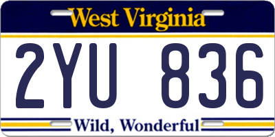 WV license plate 2YU836