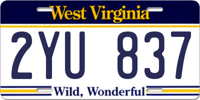 WV license plate 2YU837