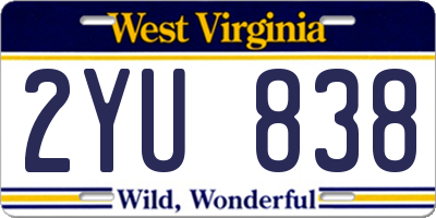 WV license plate 2YU838