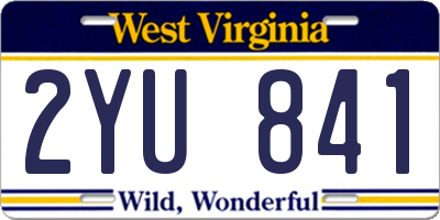 WV license plate 2YU841
