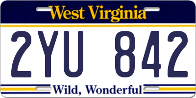 WV license plate 2YU842