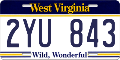 WV license plate 2YU843