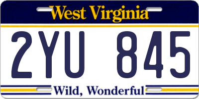WV license plate 2YU845