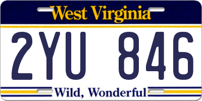 WV license plate 2YU846