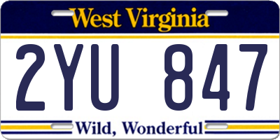 WV license plate 2YU847