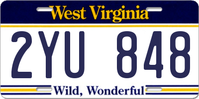 WV license plate 2YU848