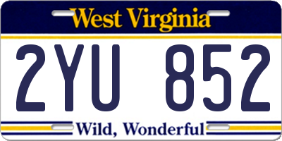 WV license plate 2YU852