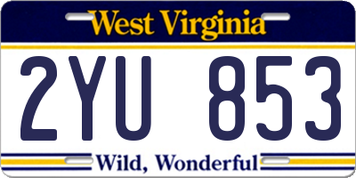 WV license plate 2YU853