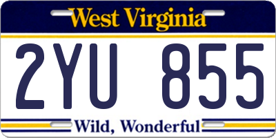 WV license plate 2YU855